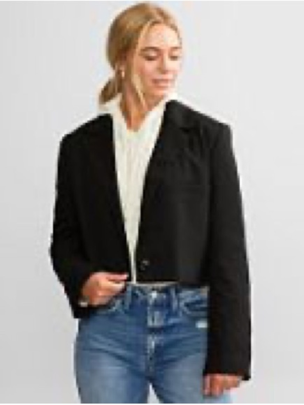 We The Free Cropped Black Blazer Jacket - Picture 1 of 10